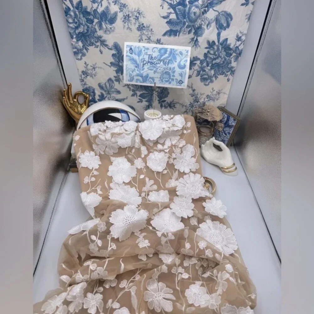 🆕 BRONX & BANCO 🧿 NWOT Jasmine Blanc Bridal Maxi Dress, Sz L US 8 - Picture 2 of 16